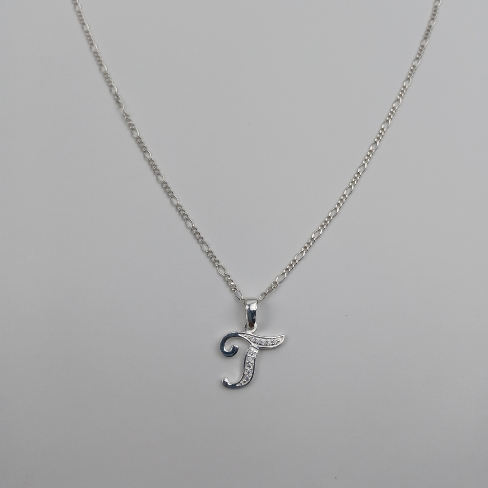 925 sterling silver alphabet letter T pendant necklace - Picture 8 of 17